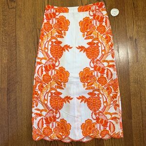 Cato Orange White Floral Lightweight Long Skirt Size Small, NWT